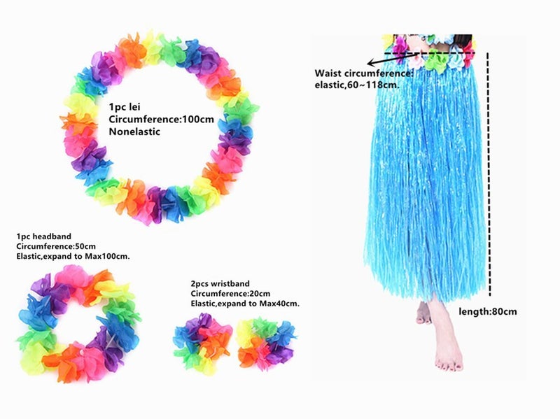 ALIMITOPIA Hawaii Dancing Hula Set Grass Skirt Adult Costume Suit(Skirt color:blue,thicken) - Image 2